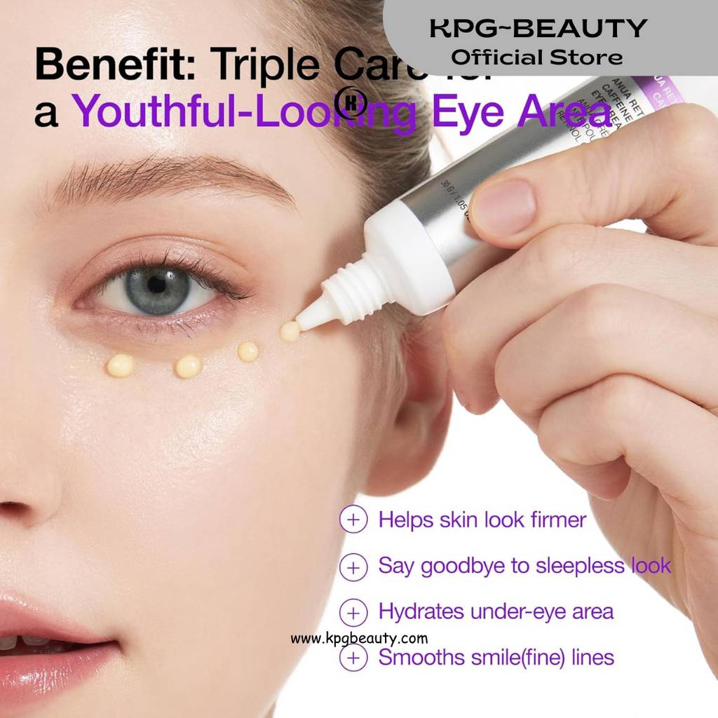 ANUA Retinol 0.1 Caffeine Revitalizing Eye Cream, Under Eye Cream For Hydration, Glow Up Eye Contour, Niacinamide, Retinol For Face, Night Cream For Eye Care, Korean Skin Care 30g KPG BEAUTY