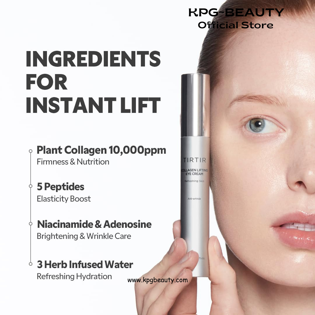 TIRTIR Collagen Lifting Eye Cream - Roller Applicator, Wrinkle Spot Treatment, Revitalizing Moisturizer,Tightening Under Eye For Wrinkles,Fine Lines, Under Eye Bags, Lift Treatment For Men & Women TIRTIR
