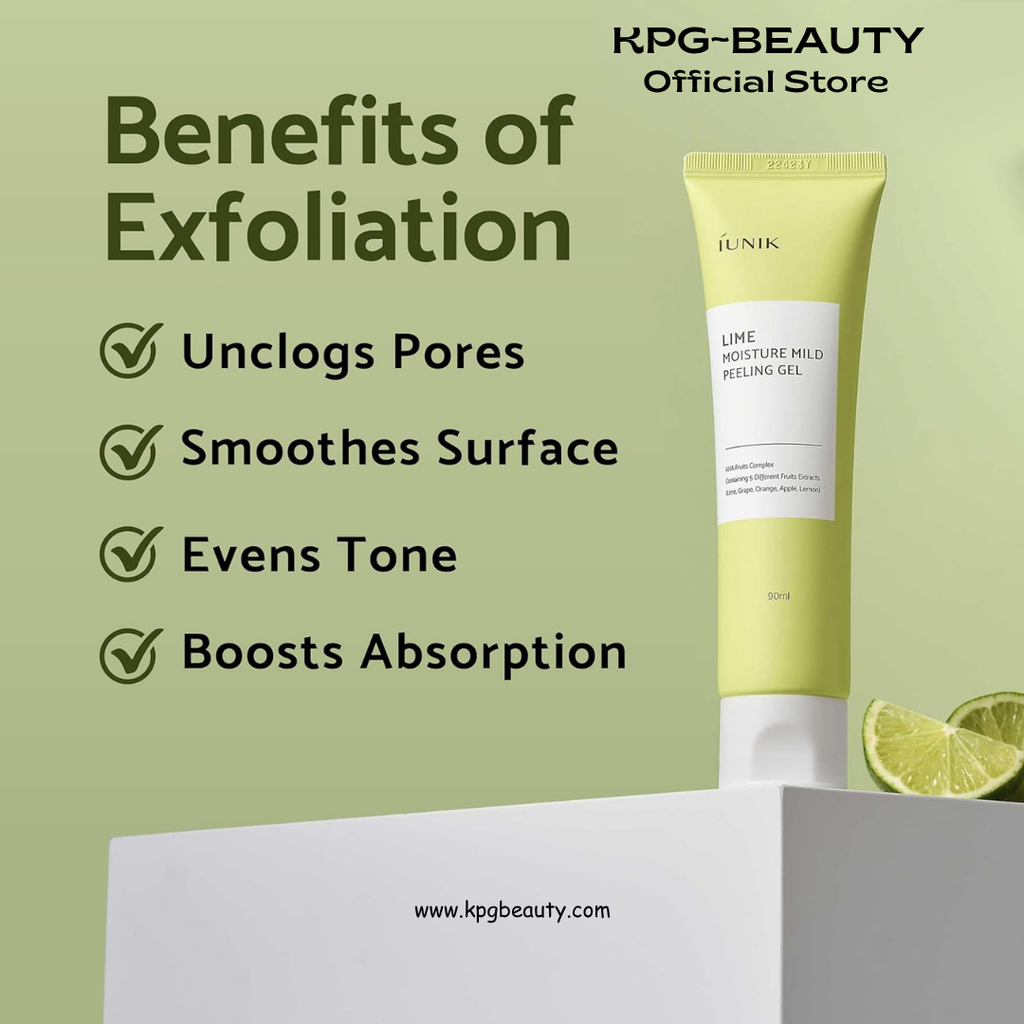 IUNIK Lime Moisture Peeling Gel – Lime Extract, AHA & Fruit Complex Gentle Exfoliating Peeling Gel for Dead Skin Cell & Pore Care, Korean Skincare, 90ml IUNIK