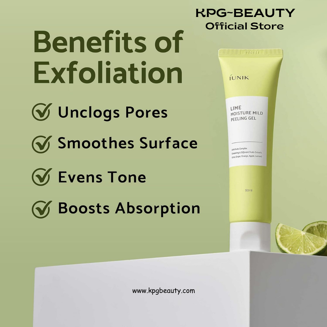 IUNIK Lime Moisture Peeling Gel – Lime Extract, AHA & Fruit Complex Gentle Exfoliating Peeling Gel for Dead Skin Cell & Pore Care, Korean Skincare, 90ml IUNIK
