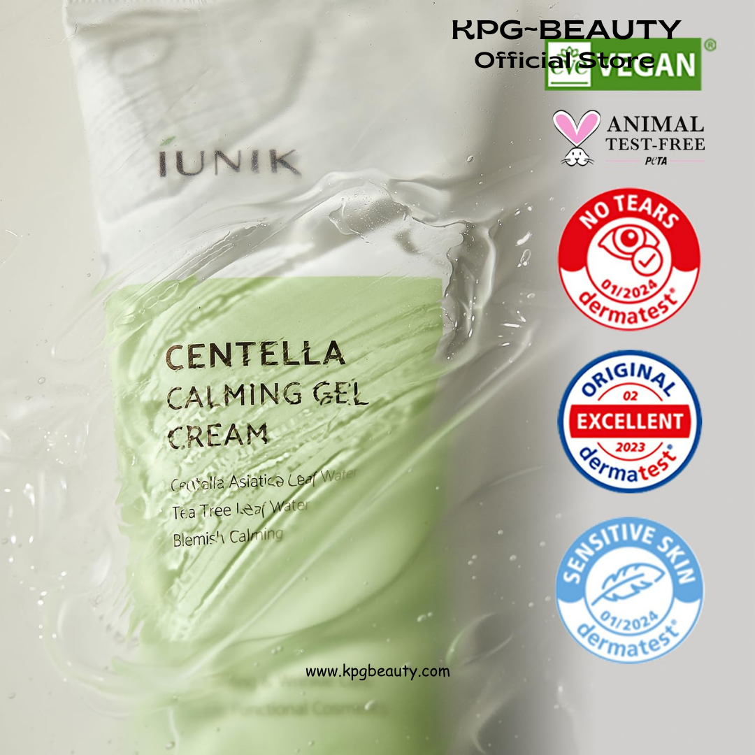 IUNIK Centella Calming Gel Cream – Centella & Tea Tree Non-Comedogenic Lightweight Gel Moisturizer for Soothing & Blemish Care, Korean Skincare for Oily, Sensitive & Acne-Prone Skin, 60ml IUNIK