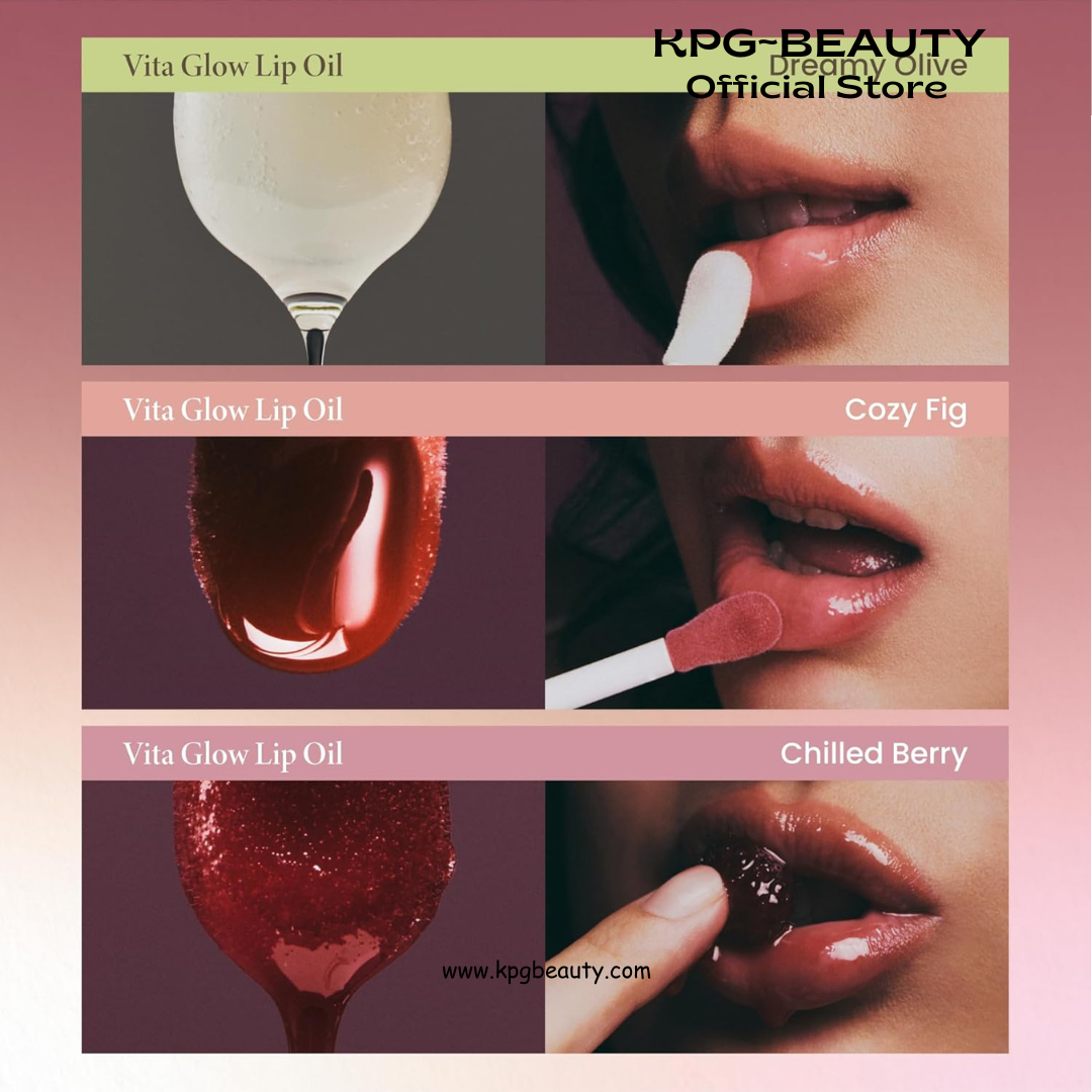 AXIS-Y Vita Glow Lip Oil - Nourishing Tinted Lip Gloss with Vitamin E & Ceramide - Long-Lasting Non-Sticky Formula for Dry Lips - Vegan K-Beauty Lip Treatment - 0.13 fl. oz. (Chilled Berry) AXIS-Y