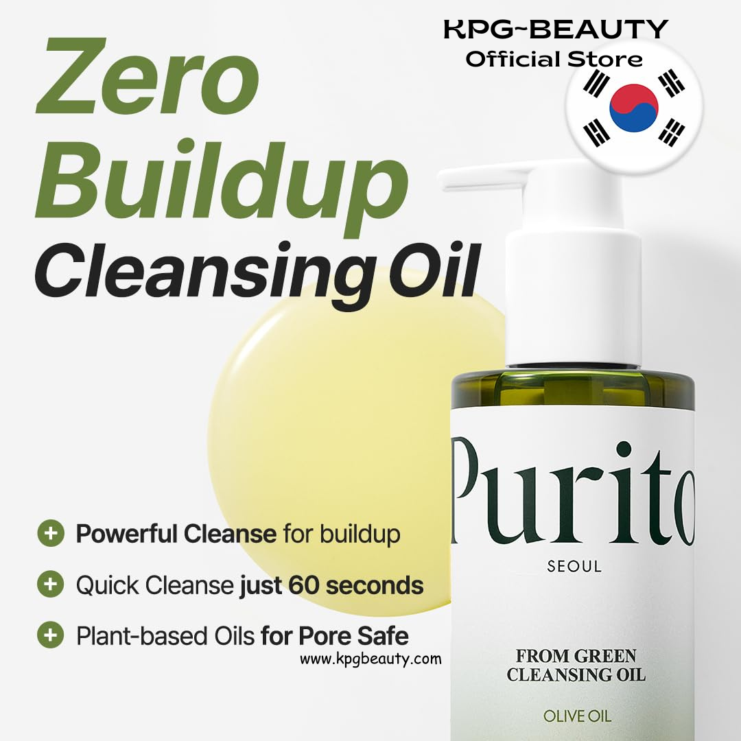PURITO From Green Cleansing Oil, Fragrance-Free Makeup Remover for Face & Eyes, Gentle Vegan Oil Cleanser for Sunscreen & Waterproof Makeup, Cruelty-Free Korean Skin Care, 6.76 fl.oz / 200ml Purito Seoul