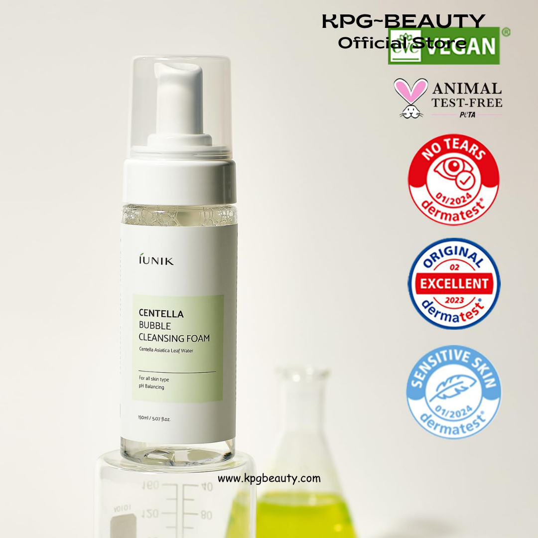 IUNIK Centella Bubble Foaming Vegan Facial Cleanser - 69% Centella Asiatica Extract, Soothing, Moisturizing, Exfoliating, Removes Pore Blackheads, Whiteheads IUNIK