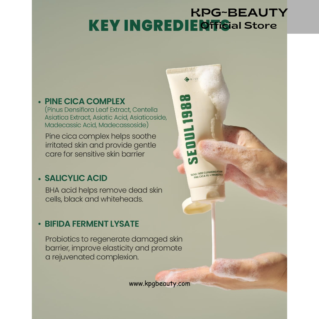 K-SECRET SEOUL 1988 Cica Cleansing Foam – Deep Pore Cleansing & Soothing Care | Daily Facial Cleanser for Sensitive Skin | Korean Skincare, 150ml KSecret