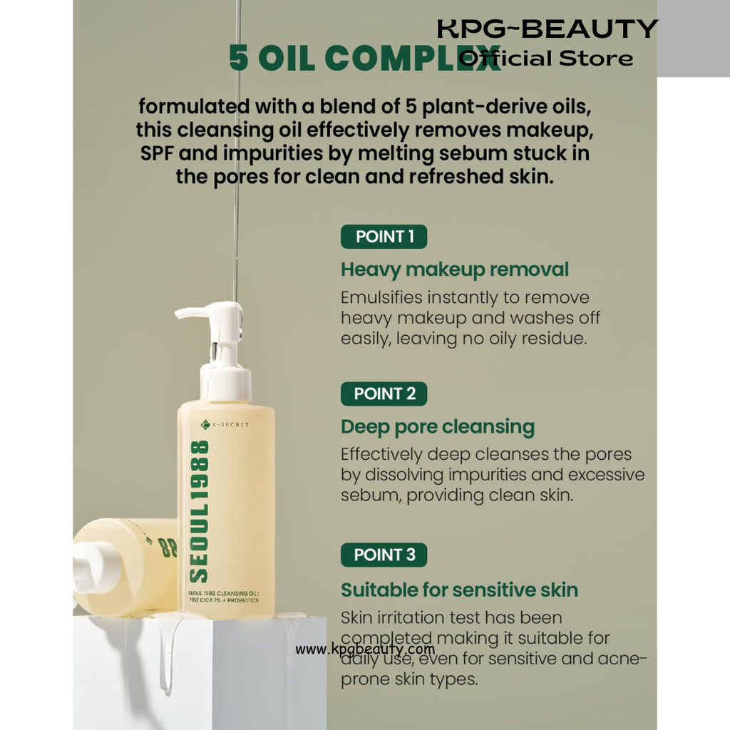 K-SECRET SEOUL 1988 Cica Cleansing Oil – Deep Pore Cleansing & Gentle Exfoliation | Daily Oil Cleanser for Sensitive Skin | Korean Skincare, 200ml KSecret