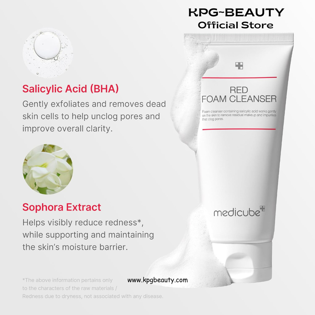 medicube Facial Cleanser Red Foam Cleanser | Daily Gentle Cleansing Foam for Sensitive & Troubled Skin | Deep Cleansing Impurities & Excess Sebum Control | Korean Skincare, 4.23 oz Medicube