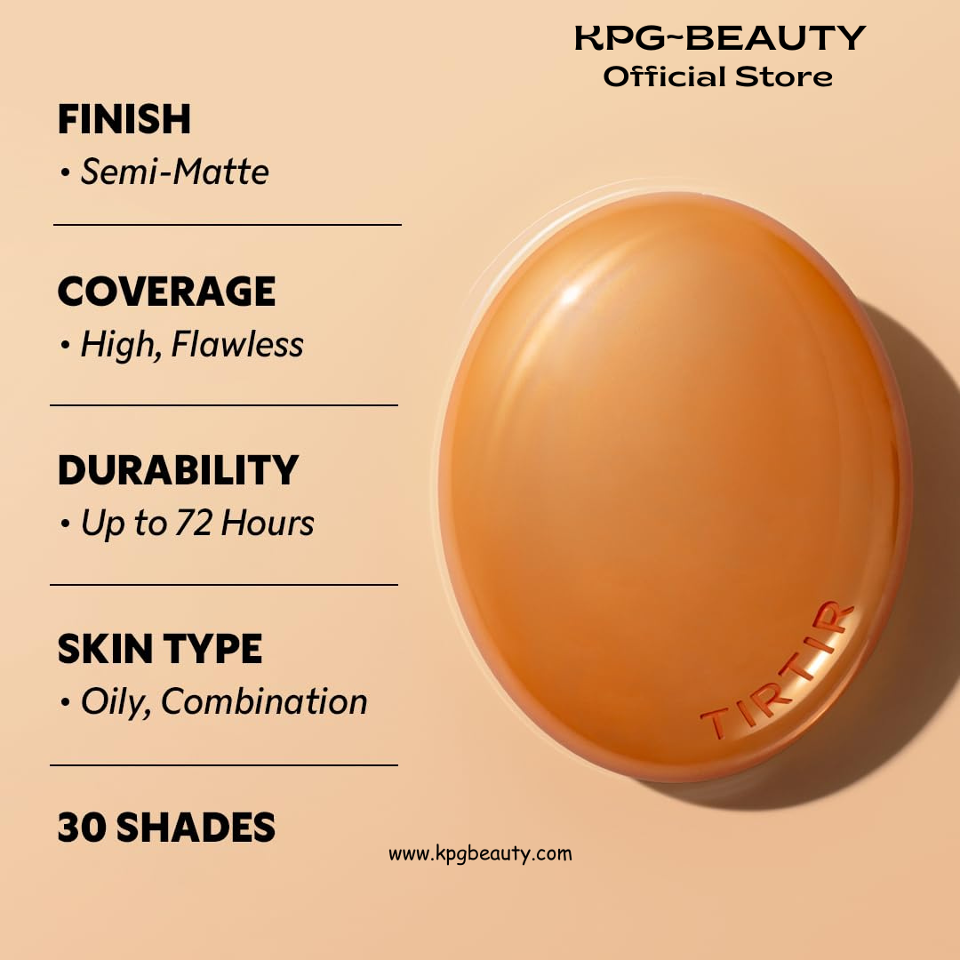 TIRTIR Mask Fit Ai Filter Cushion Foundation | AI-Like Semi-Matte Finish - Up to 72-Hour Medium to Full Coverage Korean BB Cushion Make up Beauty, #22N Shell Beige, 0.63 Fl Oz TIRTIR