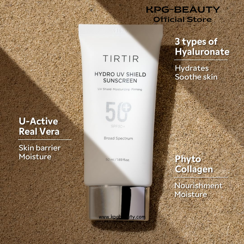 TIRTIR Hydro UV Shield Sunscreen | SPF 50+ Broad Spectrum UVA UVB Korean No White Cast Face Sunblock 50ml TIRTIR