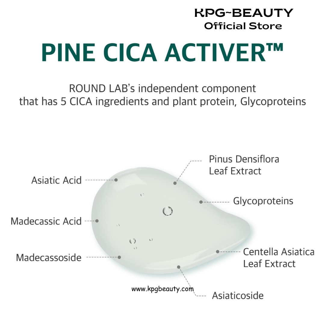 ROUND LAB Pine Calming Cica Sheet Mask 10pieces, Cooling and Soothing Mask for Heated, Acne-Prone Skin, Double-Waved Air Hole Design for Extra Hydration with Pine Cica and Hyaluronic Acid, Korean Skincare Round Lab