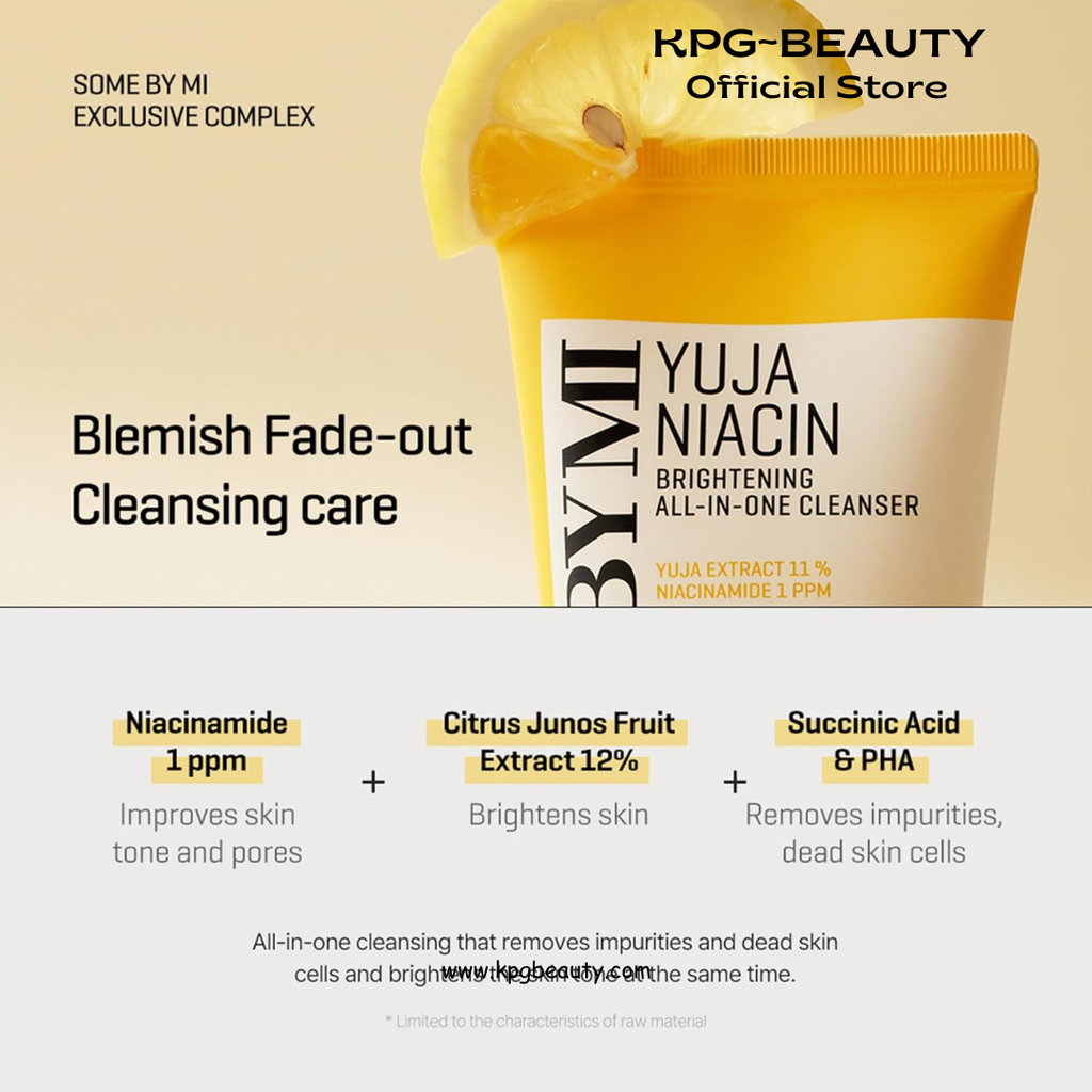 SOME BY MI Yuja Niacin Brightening All in One Cleanser - 3.38Oz, 100ml - Mild Daily Face Wash for Dull-Looking Skin - Low pH Formula with No Irritation - Pore and Sebum Care - Korean Skin Care KSecret