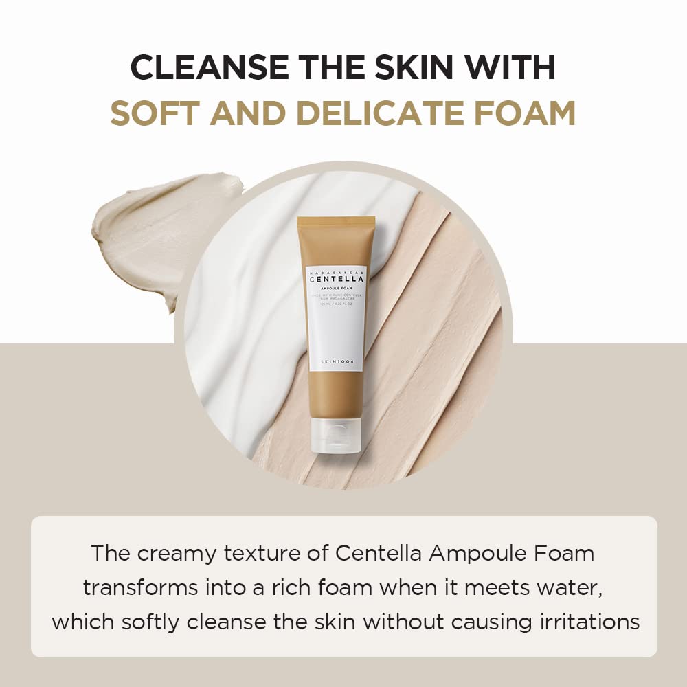 SKIN1004 Madagascar Centella Ampoule Low pH Foam Cleanser, Natural Soda Powder Coconut Surfactant and EWG Green Grade