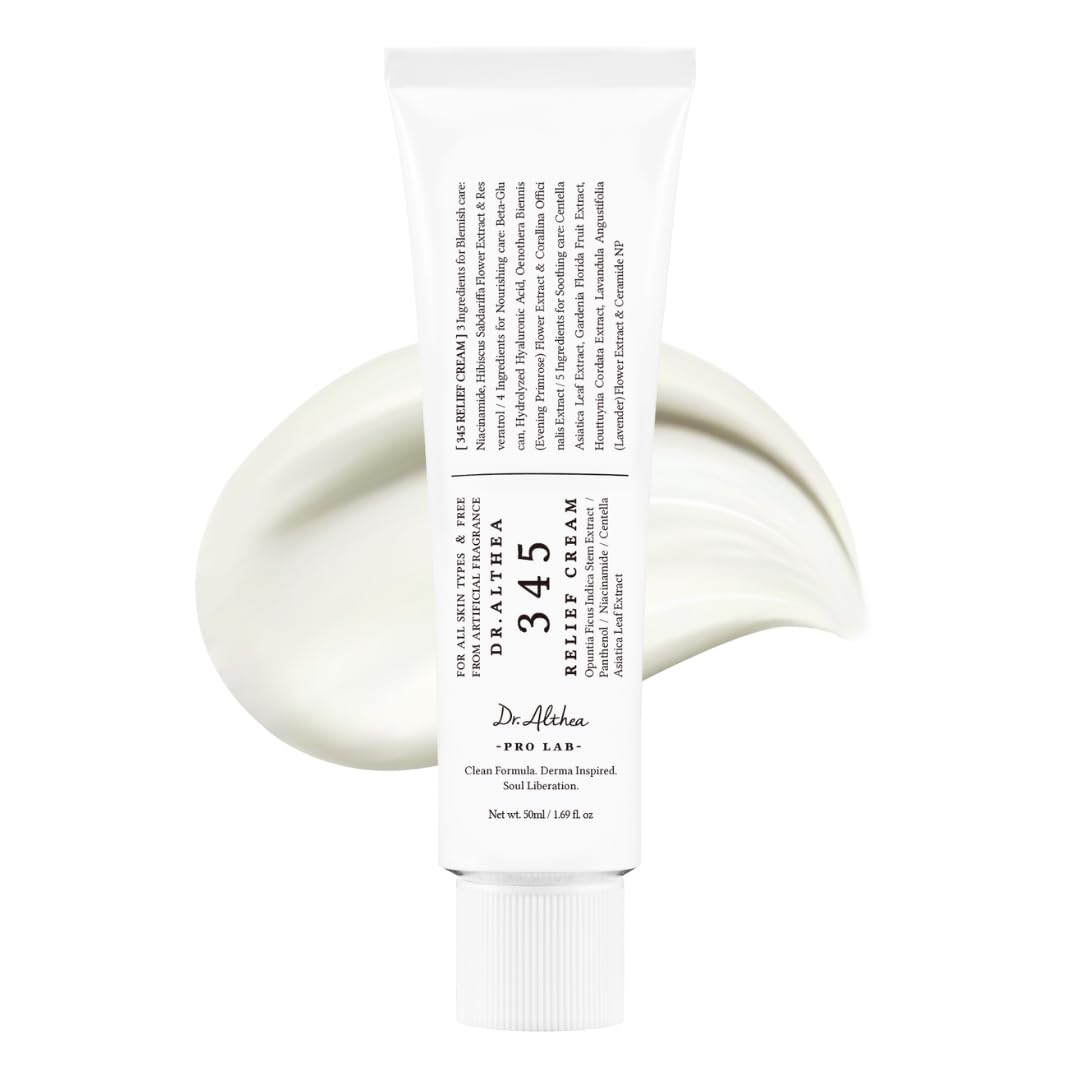 Dr.Althea 345 Relief Cream | Daily Face Moisturizer | Blemish Relief Care | Soothing Recovery & Moisture with Niacinamide, Panthenol | Korean Vegan Skin Care for All Skin Types