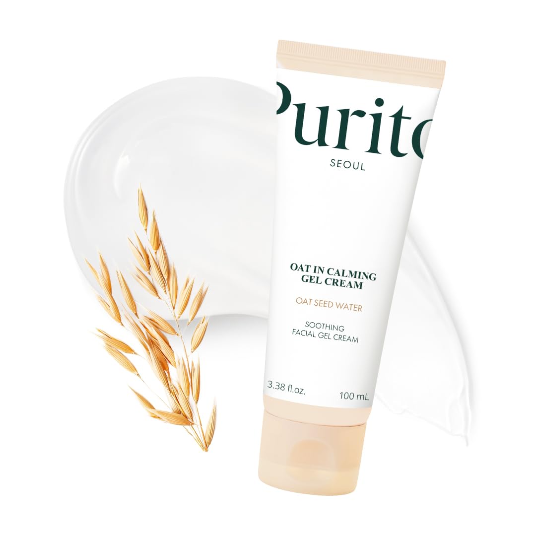 PURITO Oat In Calming Gel Cream, Oat Seed Water Hydration & Soothing, Lightweight, Non-Sticky FA Safe Moisturizer for Sensitive Skin, Non-Comedogenic, Fragrance-Free 100 ml