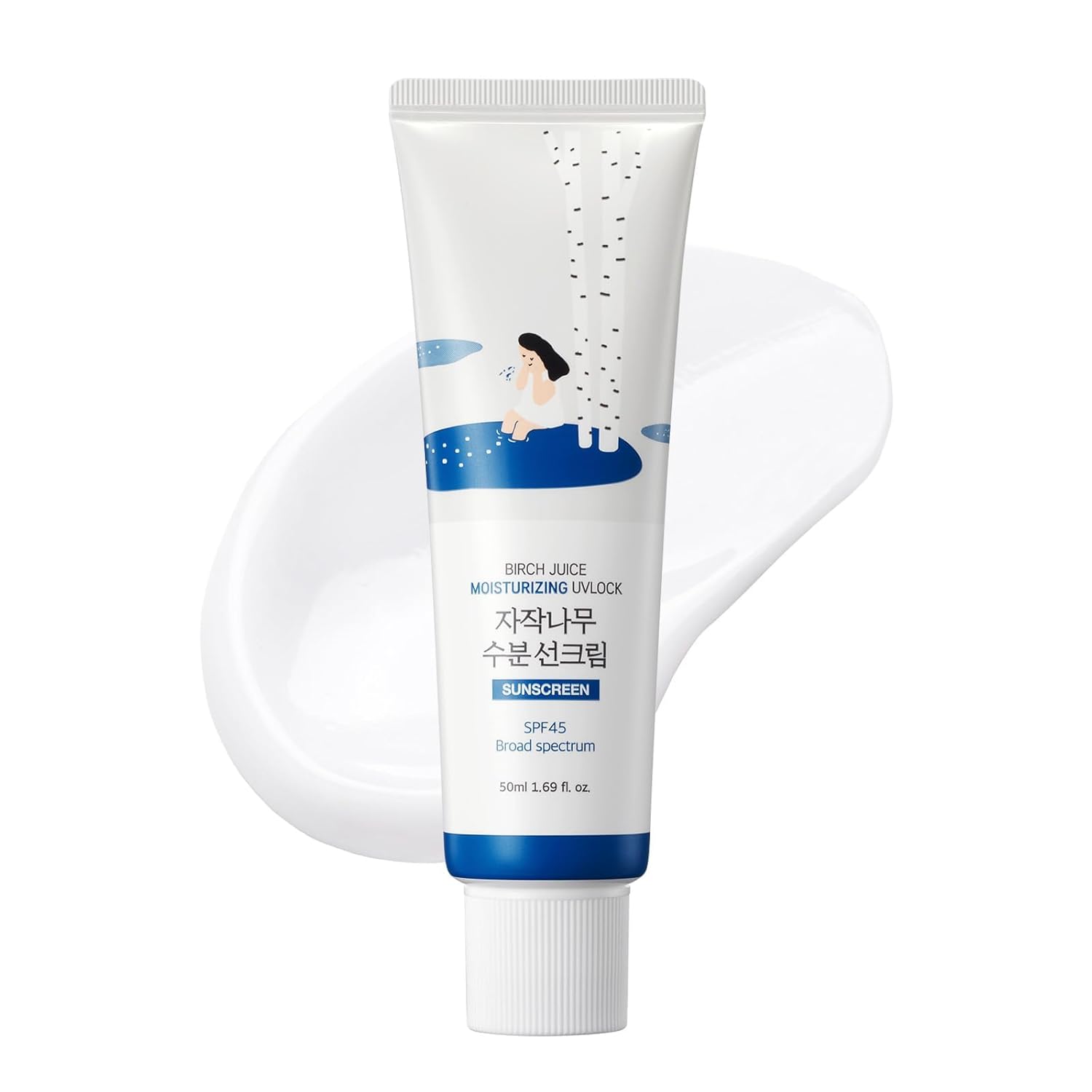 ROUND LAB Birch Juice Moisturizing UV LOCK SPF 45 Broad Spectrum UV Protection – Non-toxic, Lightweight, Oil Free, Organic, Reef Safe, Travel Essential Korean Skincare Sunscreen