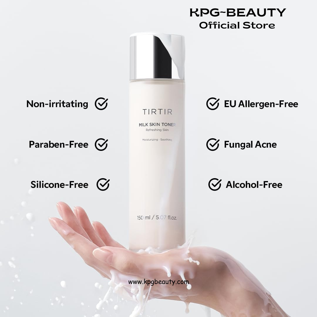 TIRTIR Milk Skin Rice Toner - Deep Moisturizing, Hydrating and Refreshing for face, Niacinamide, Ceramide, Rice Bran Extract, Nature-Oriented Ingredients, Korean Skin Care, Vegan, 150ml TIRTIR