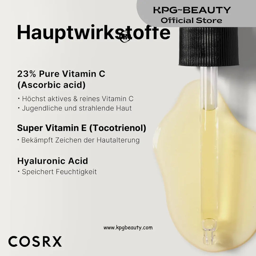 COSRX Pure Vitamin C 23% Serum with Vitamin E & Hyaluronic Acid, Hydrating Facial Serum for Fine Lines, Uneven Skin Tone & Dull Skin, 0.7oz/20g, Korean Skin Care KPG BEAUTY COSRX