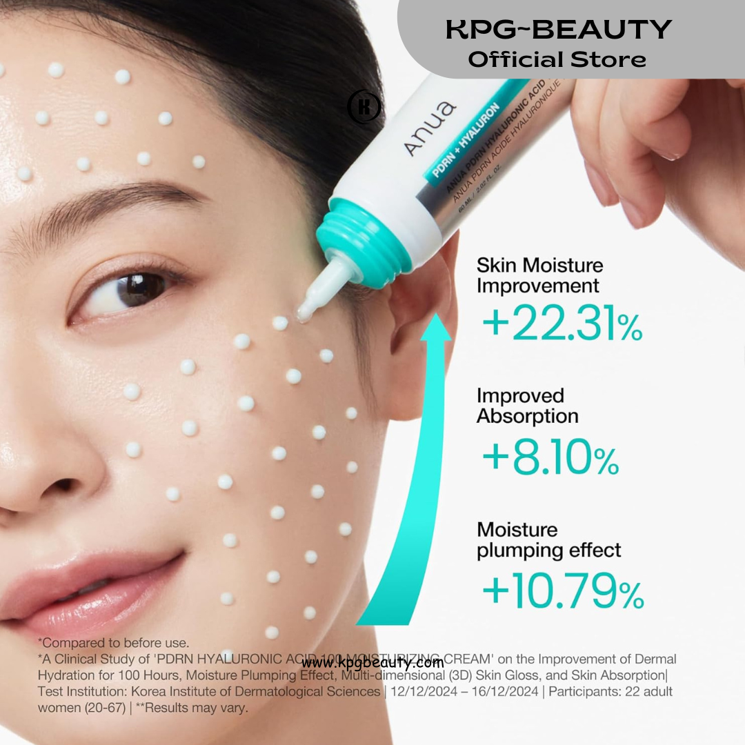 ANUA PDRN Hyaluronic Acid 100 Moisturizing Cream, Lightweight Hydrating Moisturizer with Salmon PDRN, Hyaluronic acid, Collagen for Glass Skin, Korean Skin Care 60ml