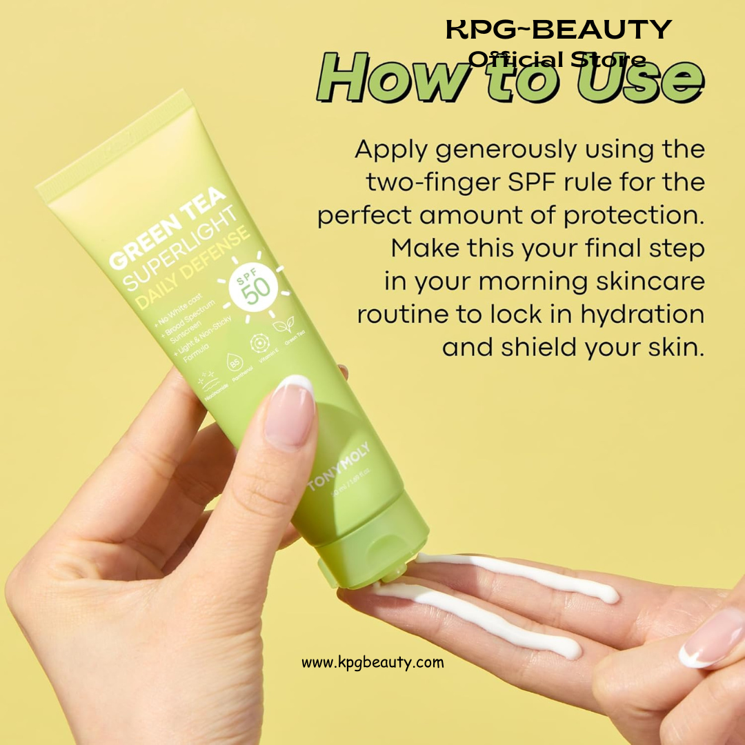 TONYMOLY Green Tea Korean Sunscreen SPF 50+ PA++++ — No White Cast, Lightweight Face Sunscreen for All Skin Tones, Hydrating with Niacinamide, Panthenol & Hyaluronic Acid, 1.69 fl oz TonyMoly