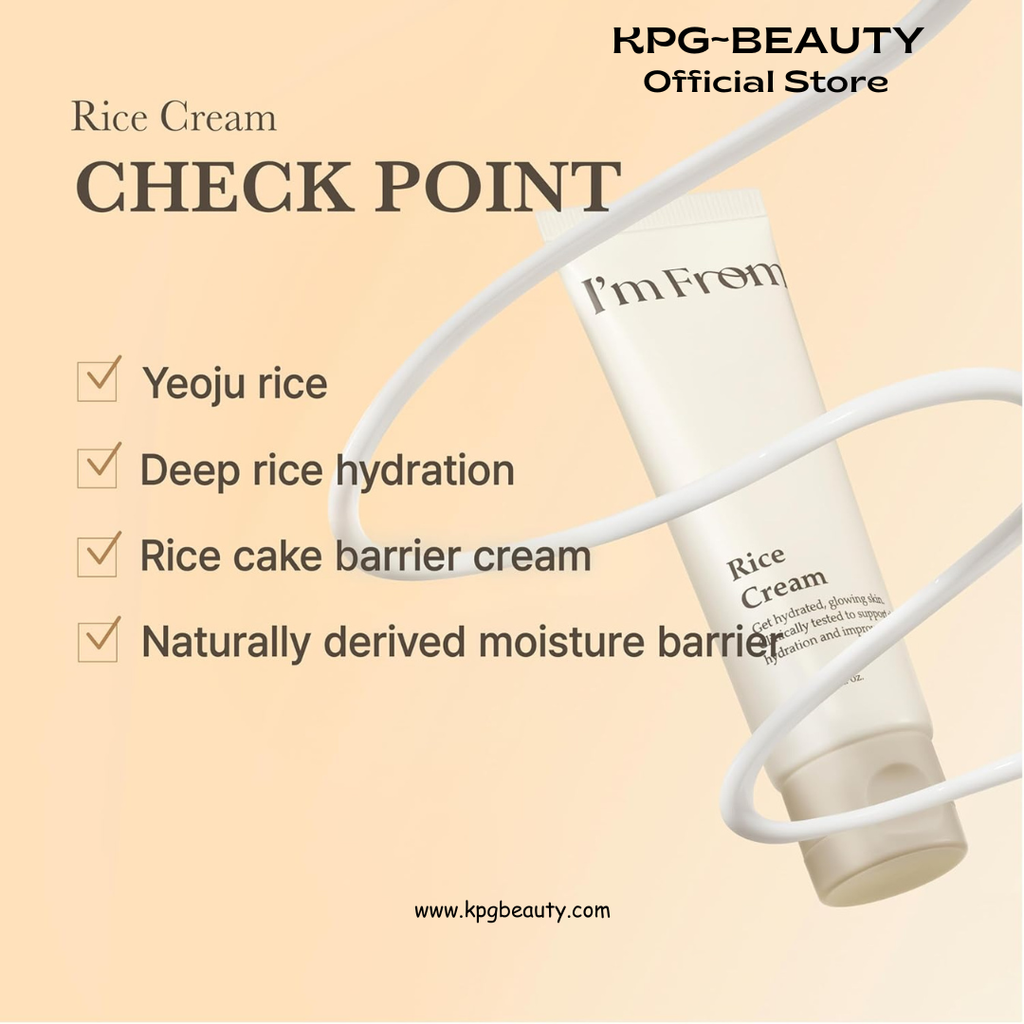 I’m From Rice Cream, Hydrating Face Moisturizer with Rice Water & Ceramide, Lightweight Barrier Cream for Dry & Combination Skin, Korean Skincare 50ml IAM FROM