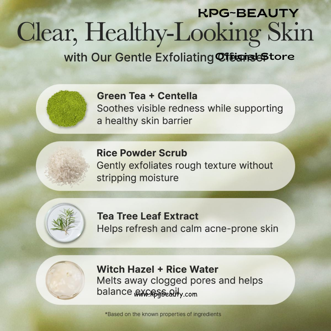Arencia Korean Rice Mochi Face Cleanser - Face Wash, Gentle Scrub All in One for Deep Cleansing, Moisturizing, Pore Minimizing, Acne-Prone Skin, Removing Blackhead with Rice Water & Green Tea Arencia