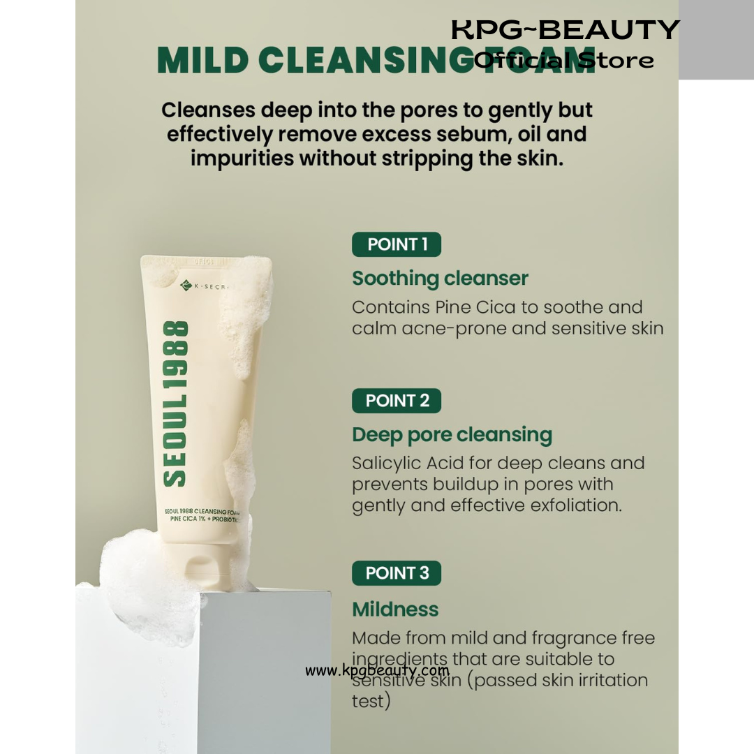 K-SECRET SEOUL 1988 Cica Cleansing Foam – Deep Pore Cleansing & Soothing Care | Daily Facial Cleanser for Sensitive Skin | Korean Skincare, 150ml KSecret