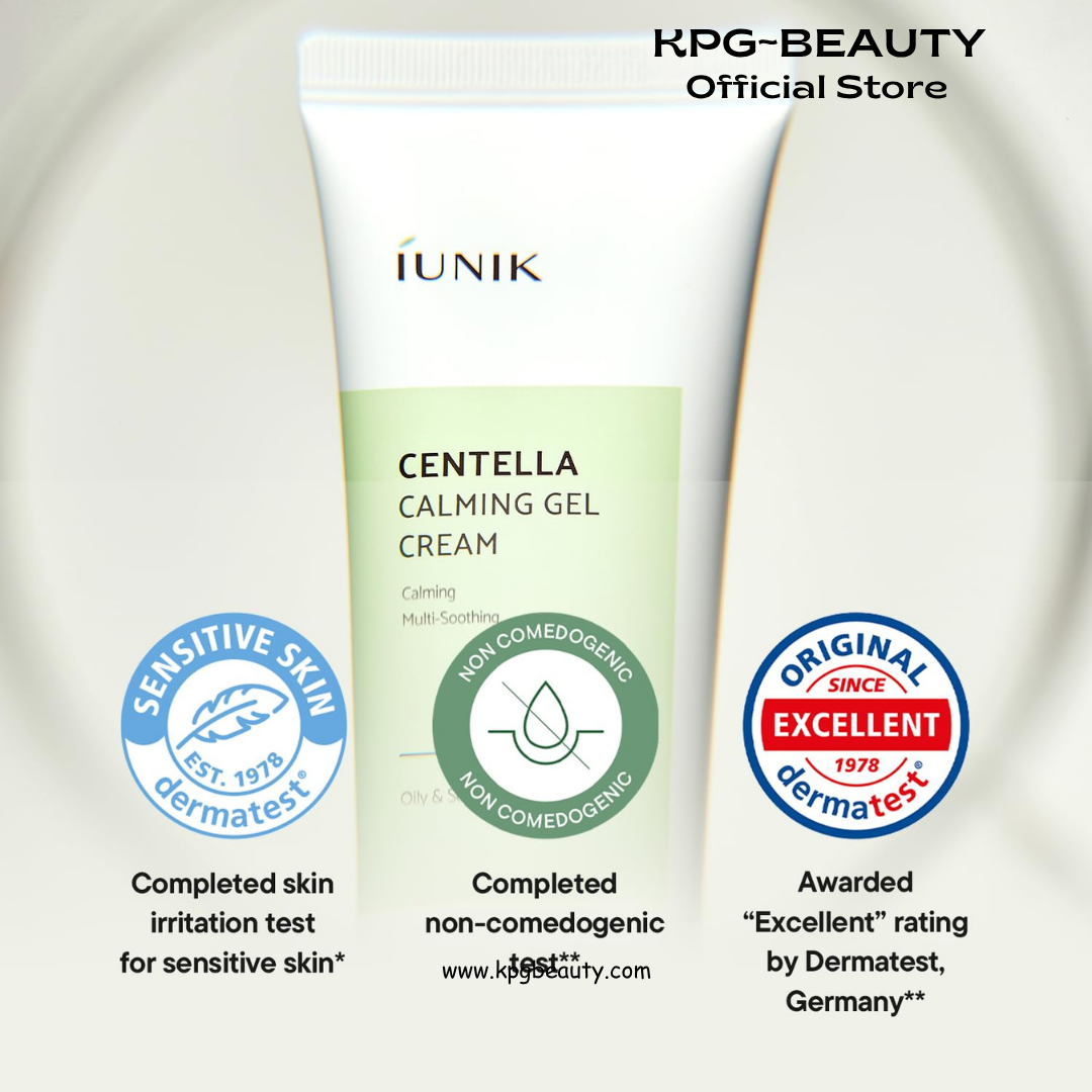 IUNIK Centella Calming Gel Cream – Centella & Tea Tree Non-Comedogenic Lightweight Gel Moisturizer for Soothing & Blemish Care, Korean Skincare for Oily, Sensitive & Acne-Prone Skin, 60ml IUNIK