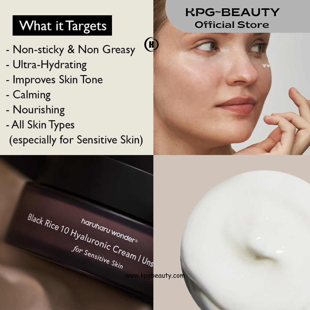 HARUHARU wonder Black Rice 10 Hyaluronic Cream Unscented, 1.6 fl oz, Vegan, Cruelty-Free, Korean Skincare 50 ML