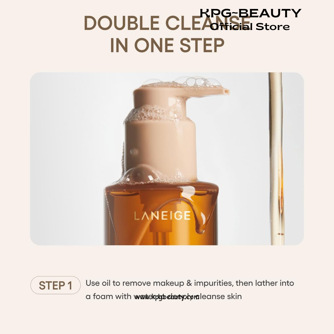 LANEIGE Perfect Renew Nourishing Oil-to-Foam Cleanser 200ml: 2-in-1 Anti-Aging Face Wash for a Radiant Glow to Remove Makeup, Sunscreen, & Impurities LANEIGE