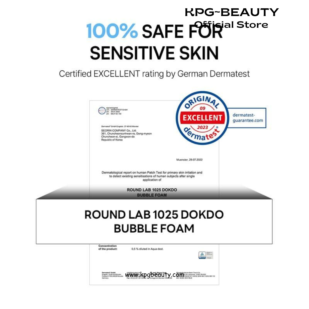 ROUND LAB 1025 Dokdo Bubble Foam Cleanser, Gentle Foaming Face Wash for Sensitive Skin, Low pH 5.5, Hydrating Korean Skincare, Panthenol & Deep Sea Water, Hypoallergenic, Fragrance-Free (5.07 Fl Oz) Round Lab