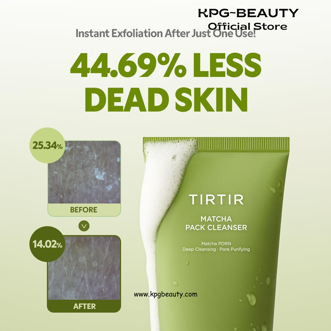 TIRTIR Matcha Pack Cleanser | Deep Pore Cleanser & Exfoliating Face Wash, Gelato-to-Foam, 2-in-1 Blackhead & Sebum Control – 5,000ppm Matcha PDRN + AHA Complex, Korean Cleanser for Sensitive Skin 120ml TIRTIR