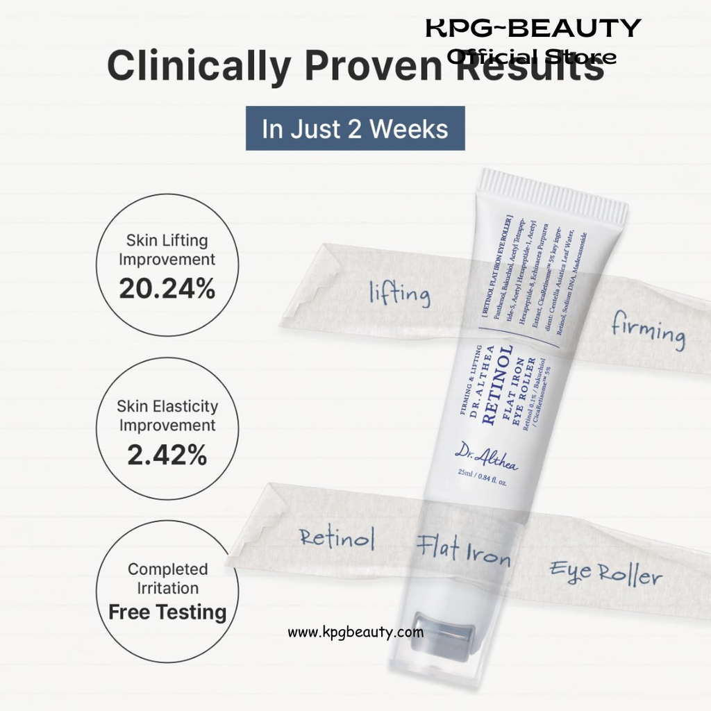 Dr.Althea Retinol Flat Iron Eye Roller | Face Lift Serum with Gua Sha Roller | Antiaging Care with Madecassoside & Centella & Hyaluronic Acid | Vegan Korean Skincare, 25ml Dr Althea