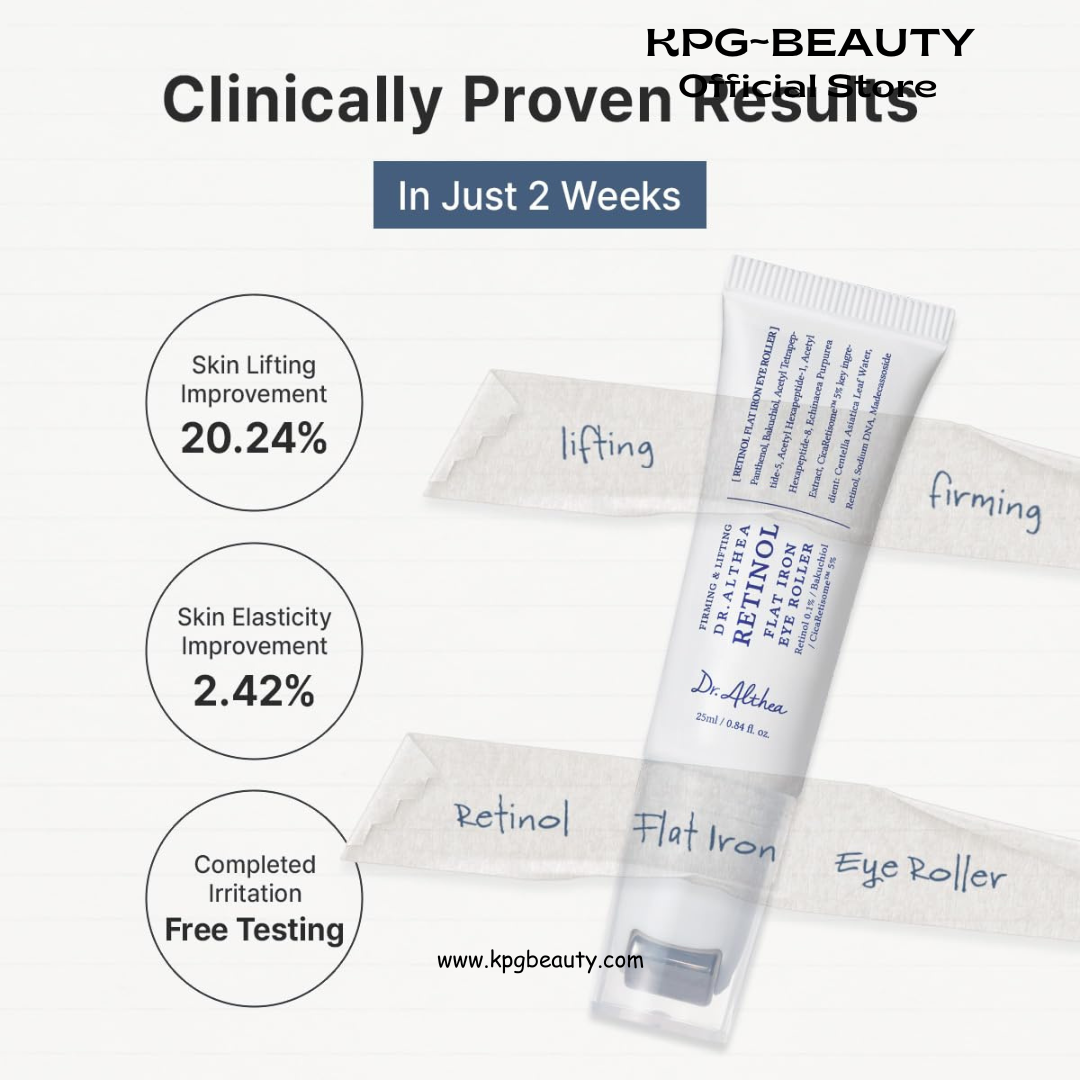 Dr.Althea Retinol Flat Iron Eye Roller | Face Lift Serum with Gua Sha Roller | Antiaging Care with Madecassoside & Centella & Hyaluronic Acid | Vegan Korean Skincare, 25ml Dr Althea