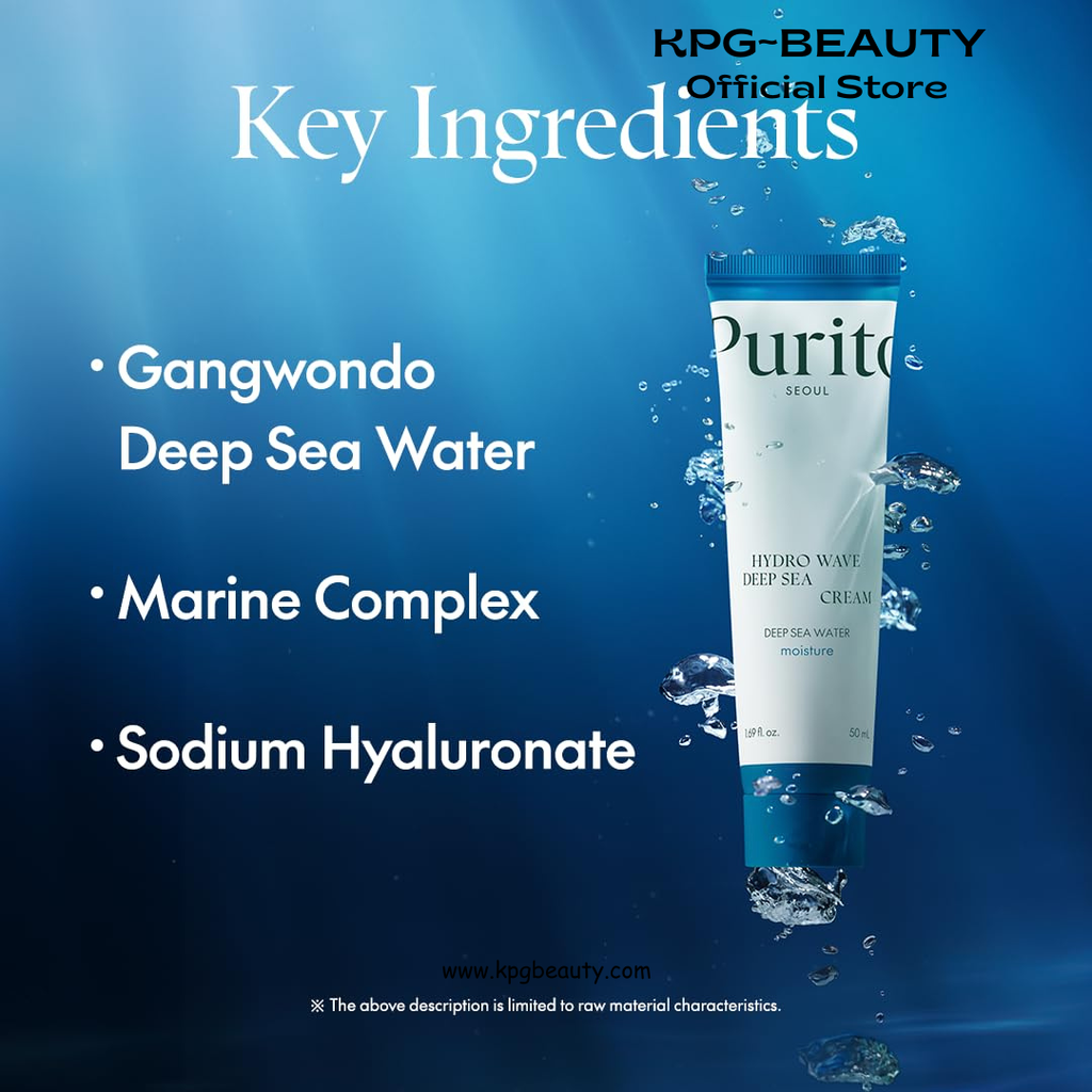 PURITO Deep Sea Cream, Hydration, Lightweight, for All Skin Types, Daily Face Moisturizer, Vegan & Cruelty-Free, Korean Skin Care, 50ml Purito Seoul