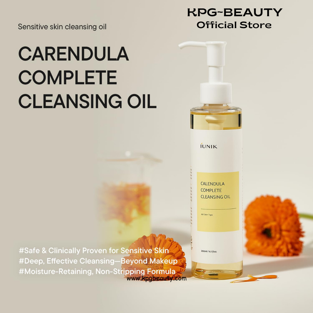 IUNIK Calendula Complete Cleansing Oil – Calendula & Jojoba Oil Vegan Oil Cleanser for Blackhead Care, Makeup & Sunscreen Removal, Korean Skincare, 200ml / 6.7 fl oz IUNIK