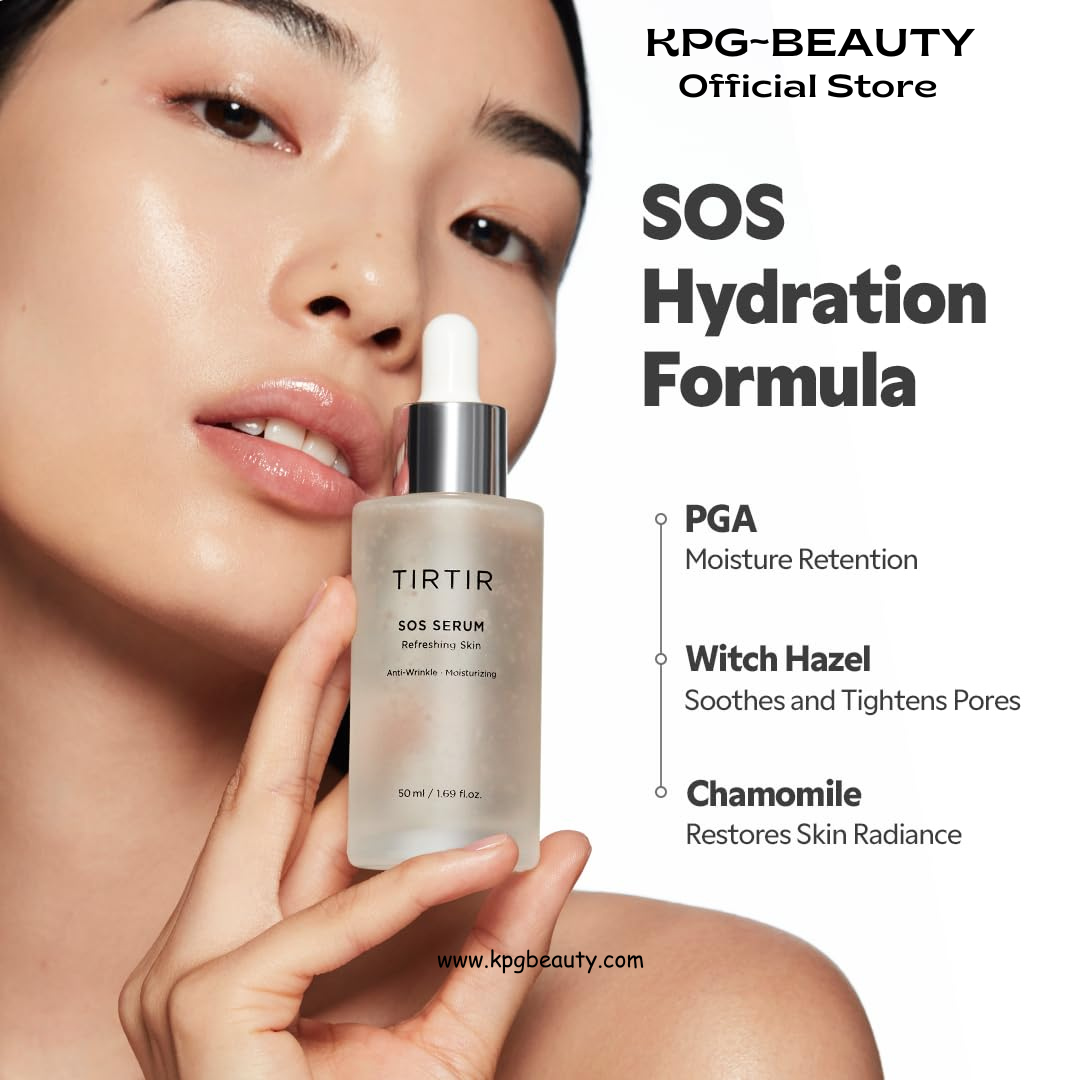 TIRTIR SOS Serum - Radiant Glow Boosting Face Serum - Plumping, Anti Aging, Hydrating - Visibly Smooth and Glowy Skin - Fragrance Free for All Skin Types, 50ml TIRTIR