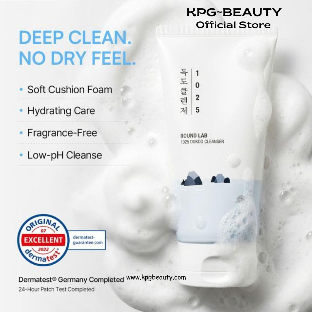 ROUND LAB 1025 Dokdo Cleanser 5.07 Fl Oz, Low pH Facial Cleanser for Sensitive Skin, Rich Soft Bubbles for Deep Cleansing and Makeup Removal, Hydrating Face Wash with Deep Sea Water, Korean Skin Care Round Lab