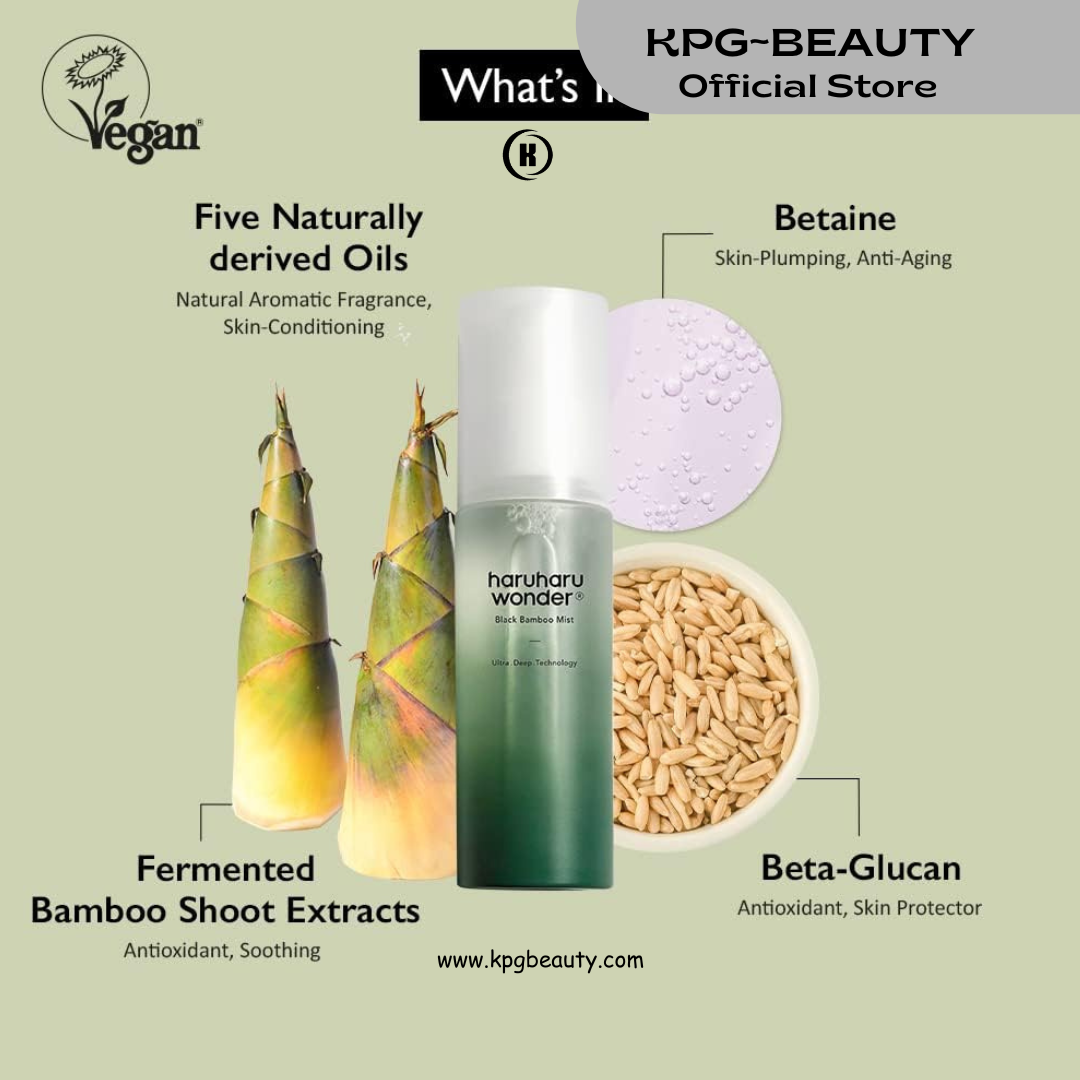HARUHARU wonder Black Bamboo Mist, 2.7 fl.oz. Hydrating and Firming Skin, Black Rice, Panax Ginseng for Clean and Smooth Skin Surface, Korean Skincare, Vegan, Cruelty Free
