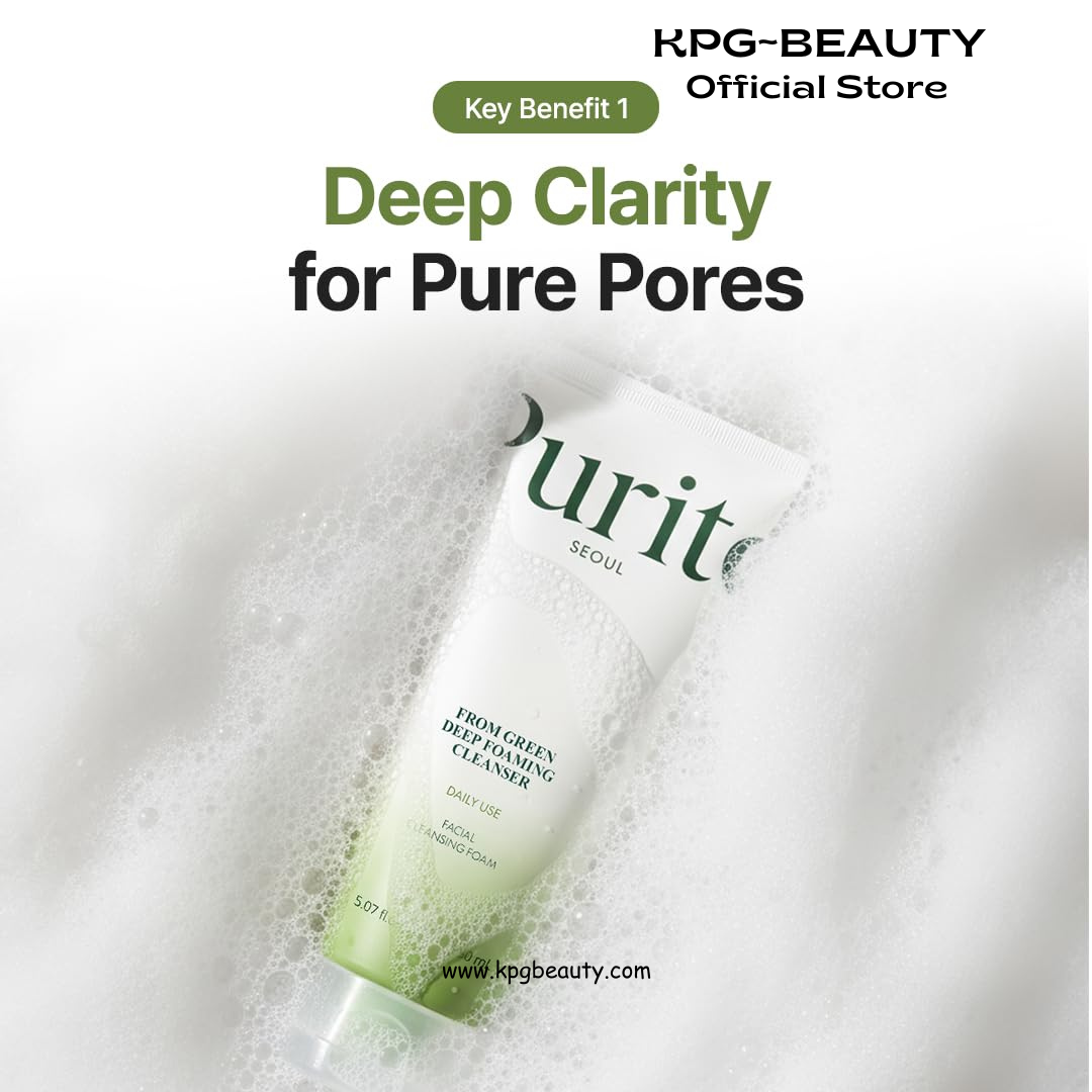 PURITO From Green Deep Foaming Cleanser 150ml / 5.07 fl.oz, pH 5.5, plant-based, natural ingredients, cruelty-free, Vegan Purito Seoul