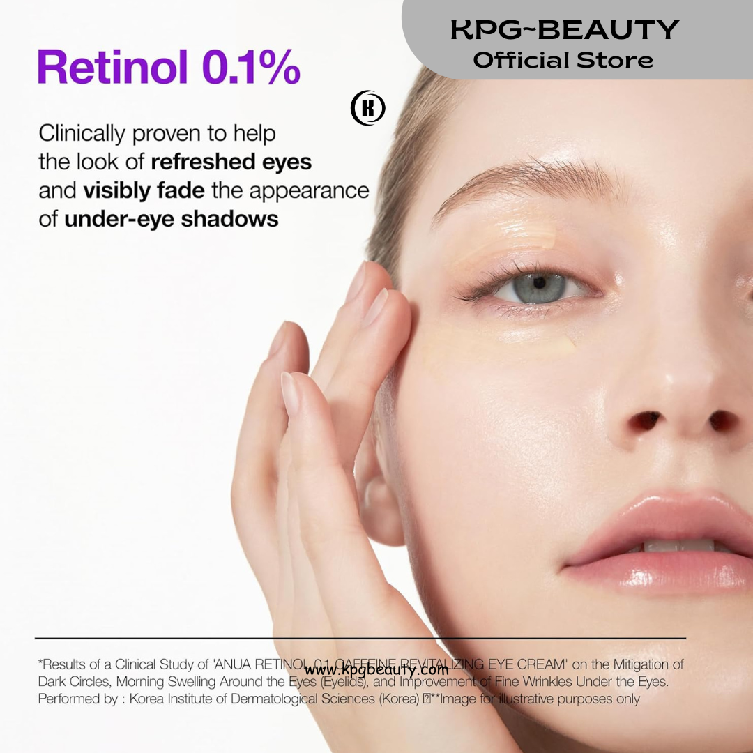 ANUA Retinol 0.1 Caffeine Revitalizing Eye Cream, Under Eye Cream For Hydration, Glow Up Eye Contour, Niacinamide, Retinol For Face, Night Cream For Eye Care, Korean Skin Care 30g KPG BEAUTY
