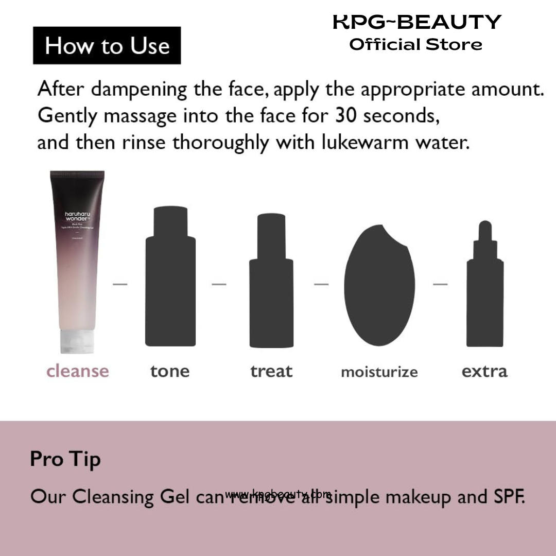 HARUHARU wonder Black Rice Triple AHA Gentle Cleansing Gel, Hydrating Cleansing gel, Gentle exfoliating, Vegan, Travel essentials, Korean Skincare, 100ML HARUHARU WONDER