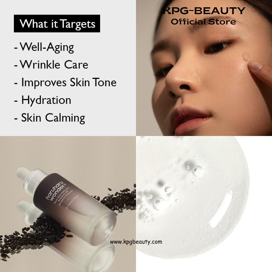 Haruharu Wonder Black Rice Botanical 2GF Ampoule 1 fl.oz / 30ml | Facial Serum, EGF Serum, Anti-Aging Serum, Wrinkle Care | Cruelty Free, EWG-Green HARUHARU WONDER