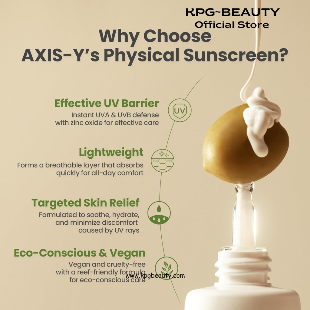 AXIS-Y Complete No-Stress Physical Sunscreen V3 SPF 50 – Mineral Face Sunscreen with Zinc Oxide & 2% Niacinamide – UVA Protection, Lightweight Moisturizing Korean Sunscreen (1.69 fl oz) AXIS-Y