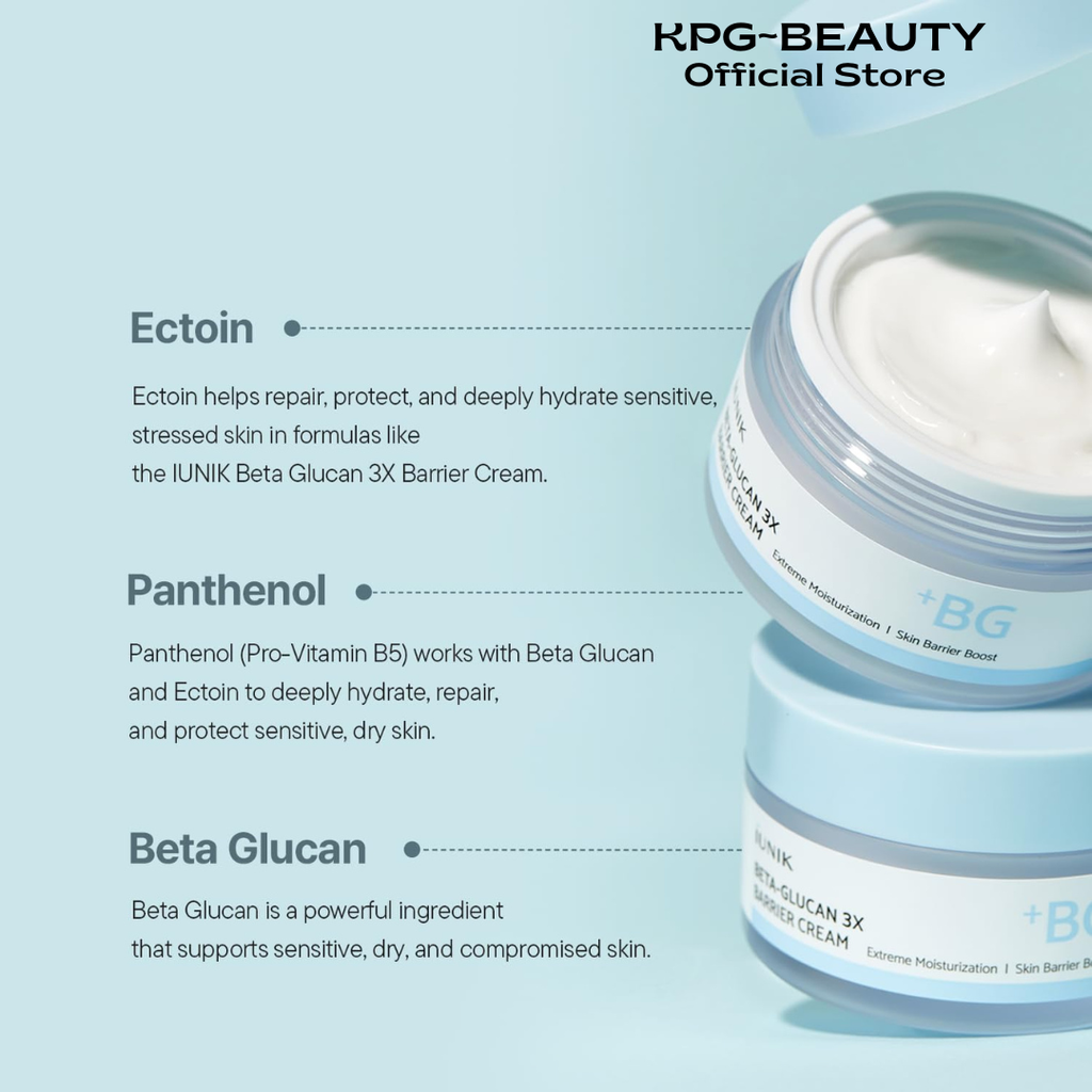 IUNIK Beta-Glucan 3X Barrier Cream – Beta-Glucan, Shea Butter & Panthenol Deep Hydration Cream Moisturizer for Barrier Strengthening, Korean Skincare for Dry & Sensitive Skin, 50ml IUNIK