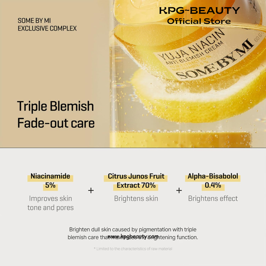 SOME BY MI Yuja Niacin Anti Blemish Cream – 2.02oz, 60ml – Korean 5% Niacinamide Face Moisturizer to Brighten Dull-Looking Skin – Dark Spot Remover with Alpha-Bisabolol for Face – Korean Skin Care KSecret