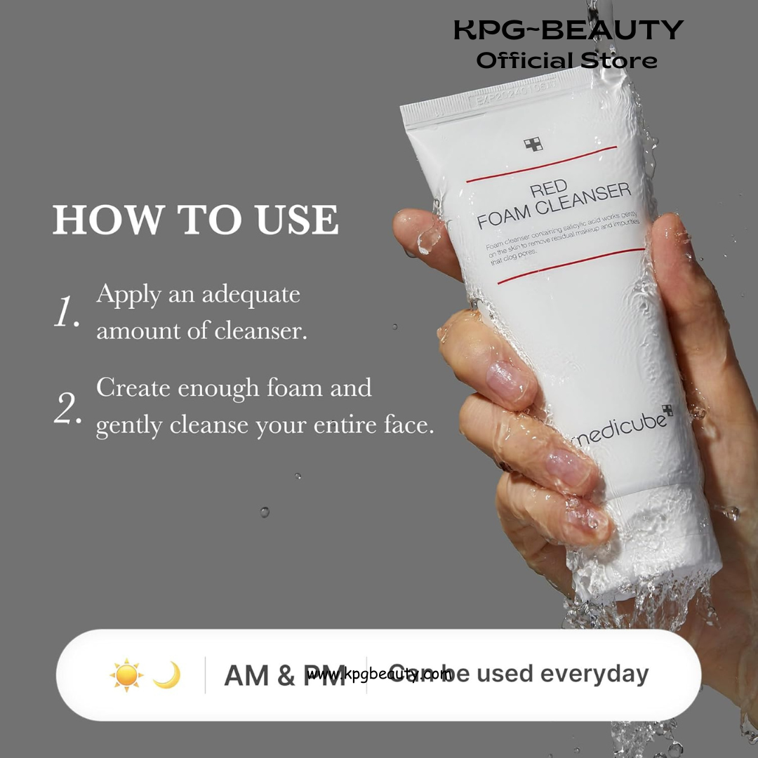 medicube Facial Cleanser Red Foam Cleanser | Daily Gentle Cleansing Foam for Sensitive & Troubled Skin | Deep Cleansing Impurities & Excess Sebum Control | Korean Skincare, 4.23 oz Medicube