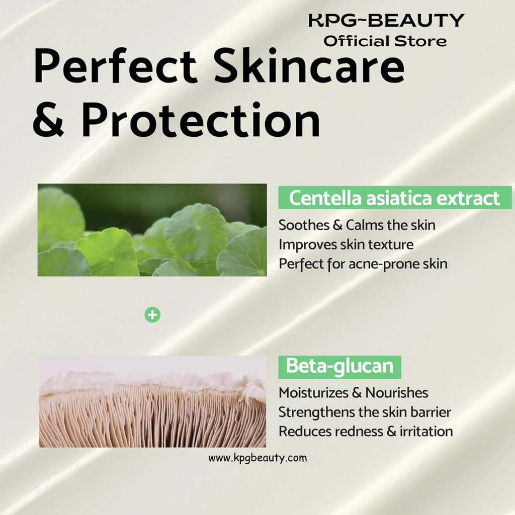 IUNIK Centella Calming Moisture Daily Sunscreen SPF 50+ PA++++ Matte & No White Cast Centella Asiatica Dry Oily Sensitive Vegan Korean Skincare IUNIK
