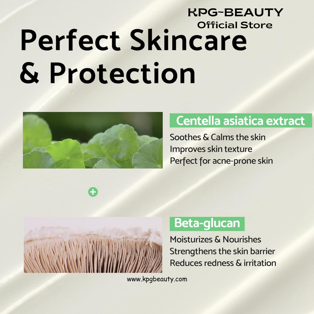 IUNIK Centella Calming Moisture Daily Sunscreen SPF 50+ PA++++ Matte & No White Cast Centella Asiatica Dry Oily Sensitive Vegan Korean Skincare IUNIK