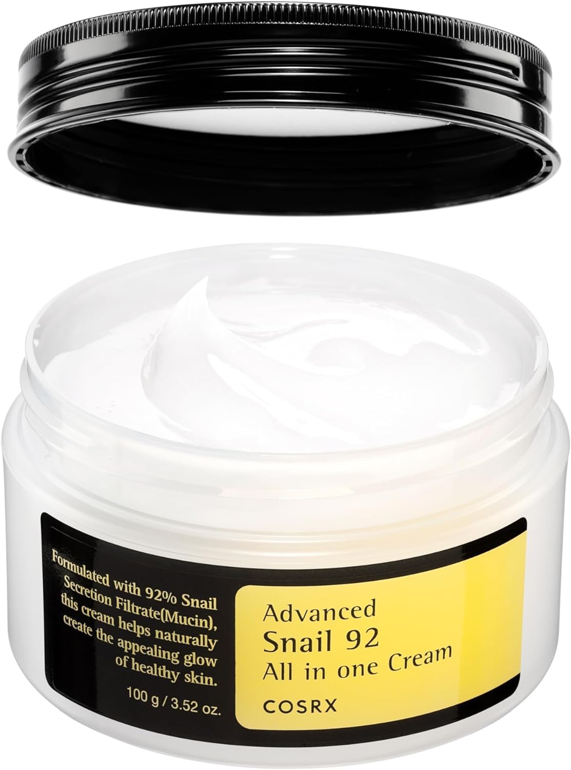 COSRX Snail Mucin 92% Face Moisturizer, 100 ml, Lightweight Moisturing Cream for Soft, Glowy Skin, Korean Skin Care, Korean Moisturizer