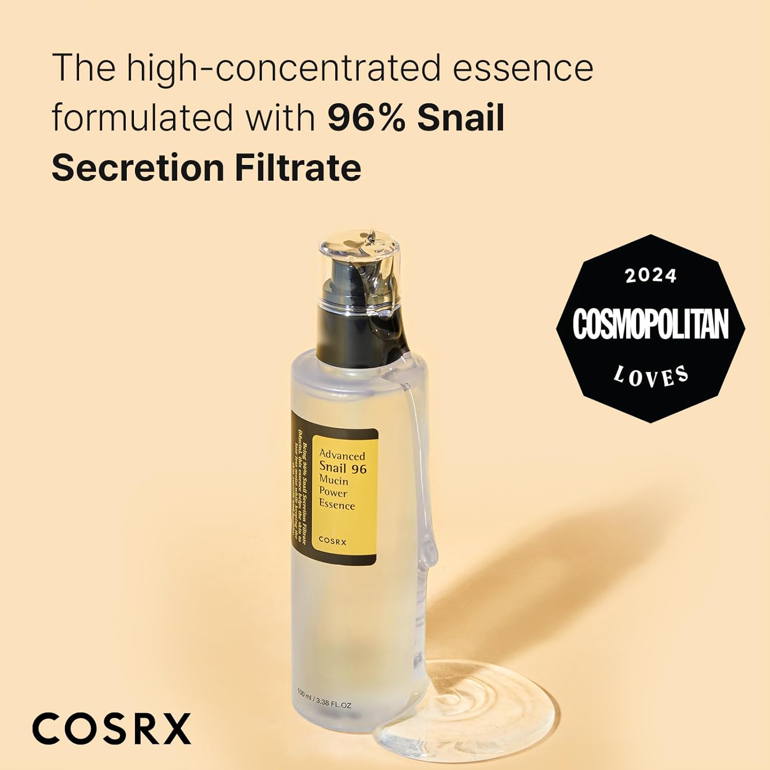 COSRX Snail Mucin 96% Power Repairing Essence 100ml, Hydrating Serum for Face with Snail Secretion Filtrate for Dull Skin & Fine Lines